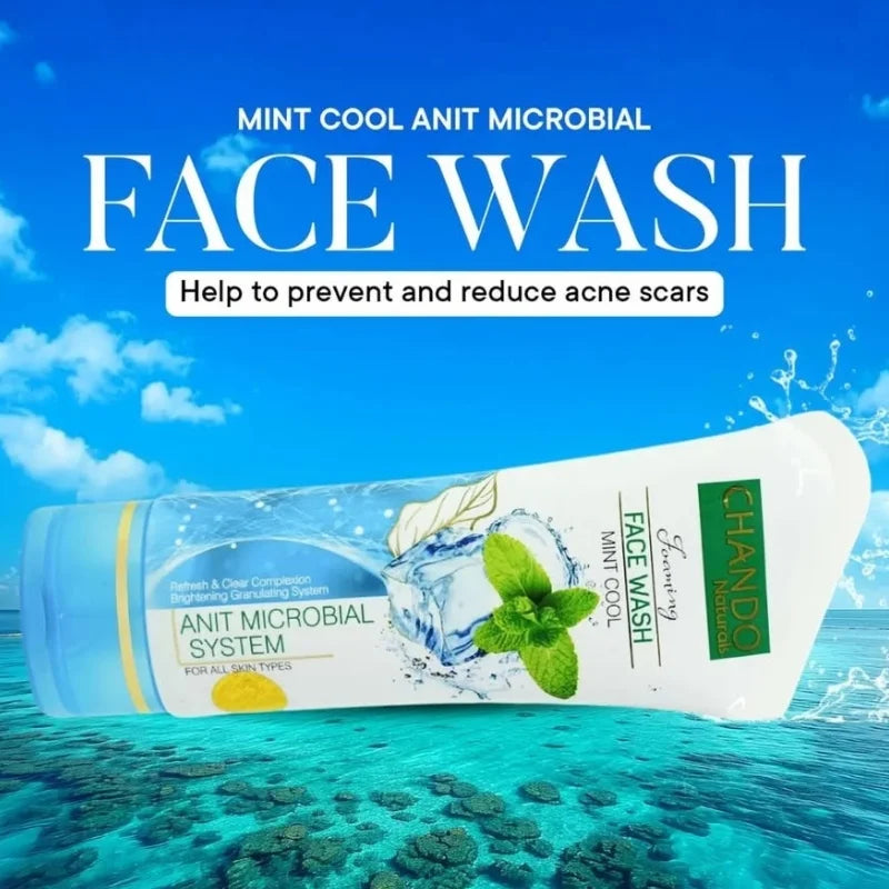 Chando Naturals Mint Cool Anti-Microbial Face Wash 100ml Daily Cleanser for Oily and Acne-Prone Skin