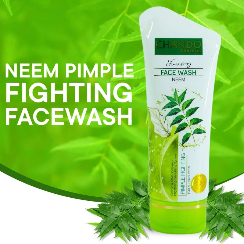 Chando Naturals Neem Pimple Fighting Face Wash 100ml Daily Cleanser for Oily and Acne-Prone Skin