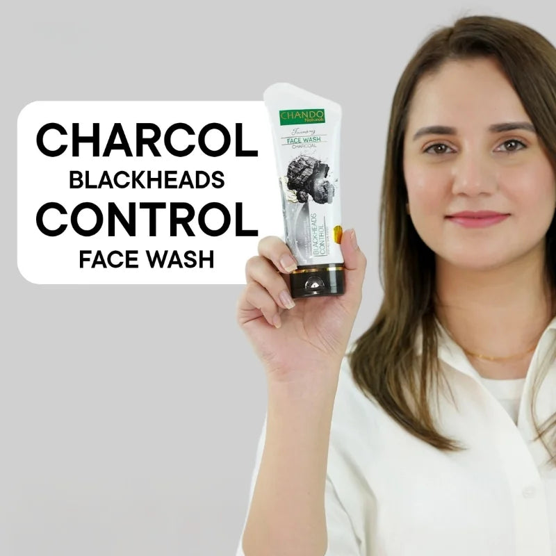 Chando Naturals Charcoal Blackheads Control Face Wash 100ml Daily Cleanser for Oily and Combination Skin
