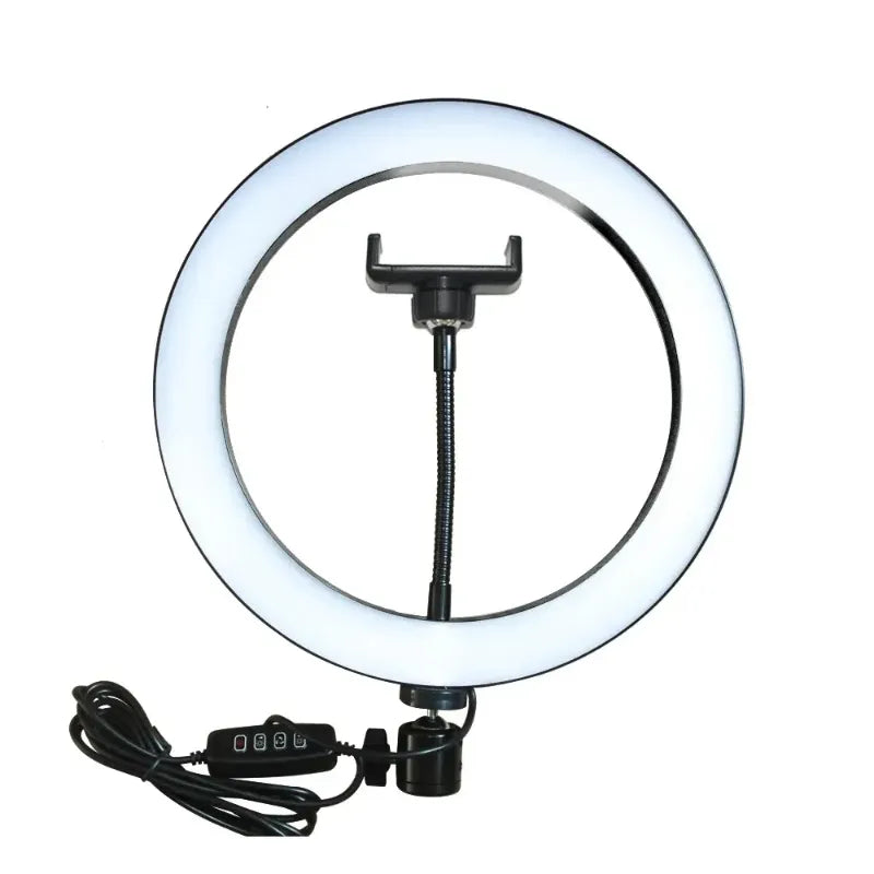 MJ26 RGB LED Ring Light 26cm with Tripod, Phone Holder & 360° Color Modes
