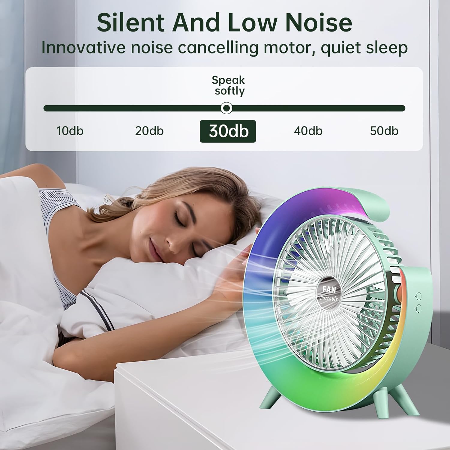 Silent Cooling, LED Ambient Light, 3-Speed Rotation