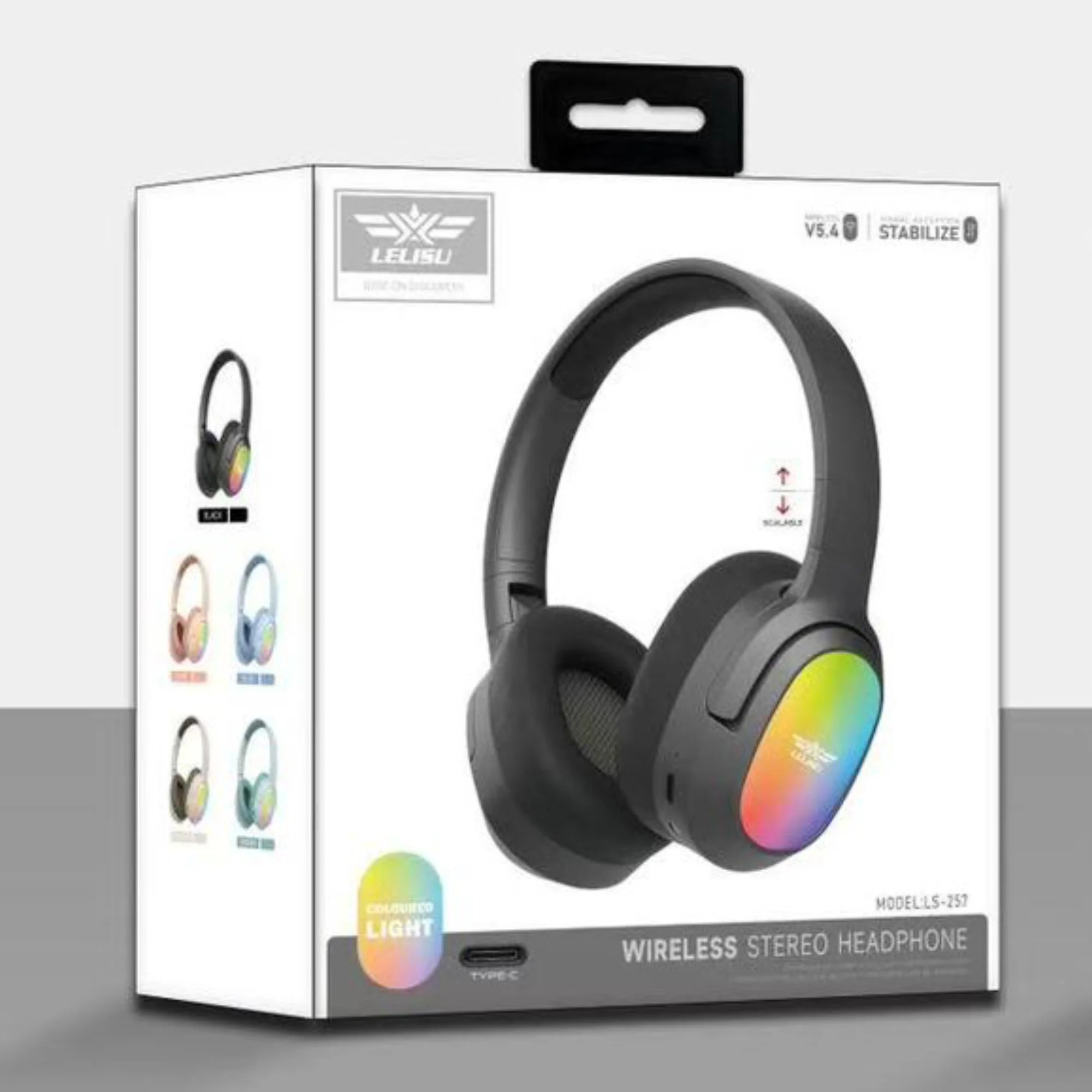 Bluetooth 5.4 Over-Ear Headset with Type-C Charging & LED Lights