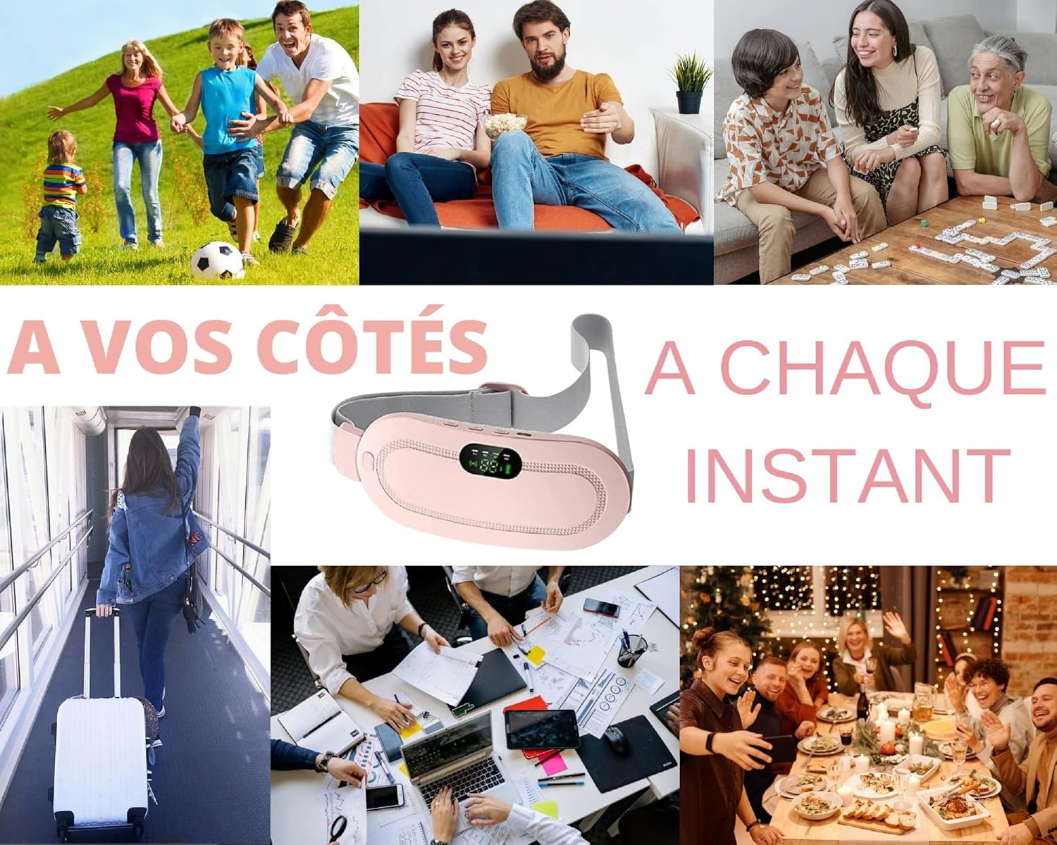 3 Heat Levels, 4 Massage Modes – Fast Relief for Menstrual Cramps