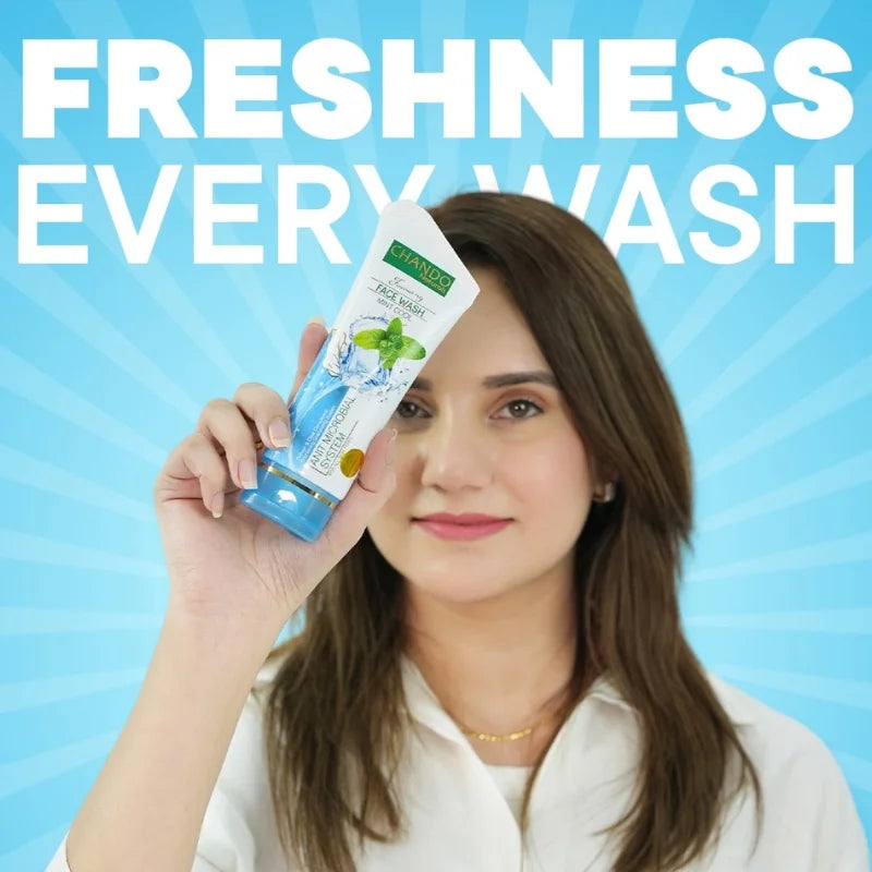 Chando Naturals Mint Cool Anti-Microbial Face Wash 100ml Daily Cleanser for Oily and Acne-Prone Skin