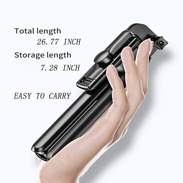 360° Foldable Selfie Rod for Phone & Action Camera with LED Light