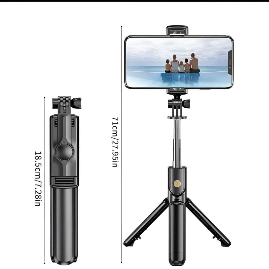 360° Foldable Selfie Rod for Phone & Action Camera with LED Light
